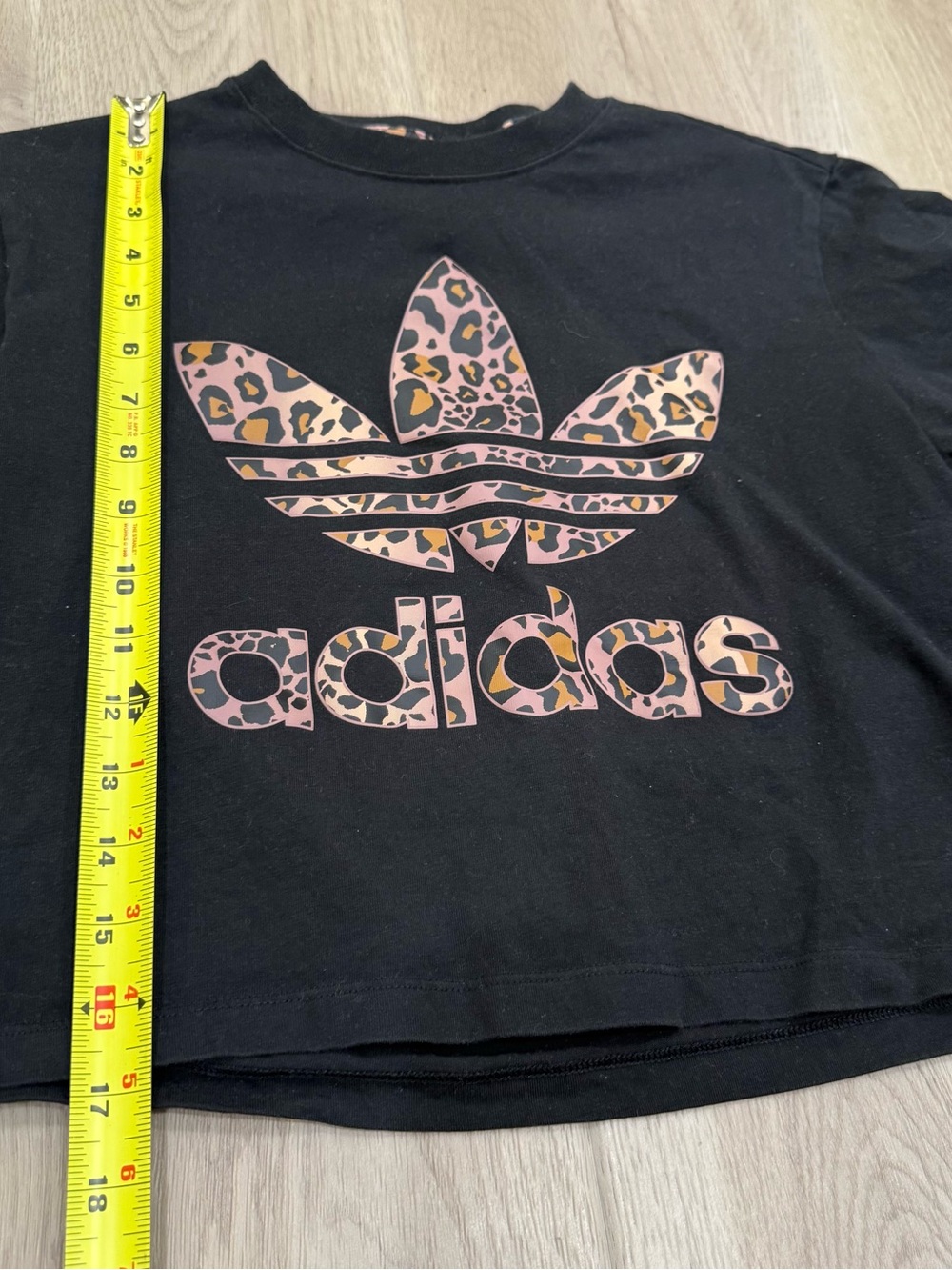 adidas Black Tee with Leopard Trefoil - Picture 4 of 7
